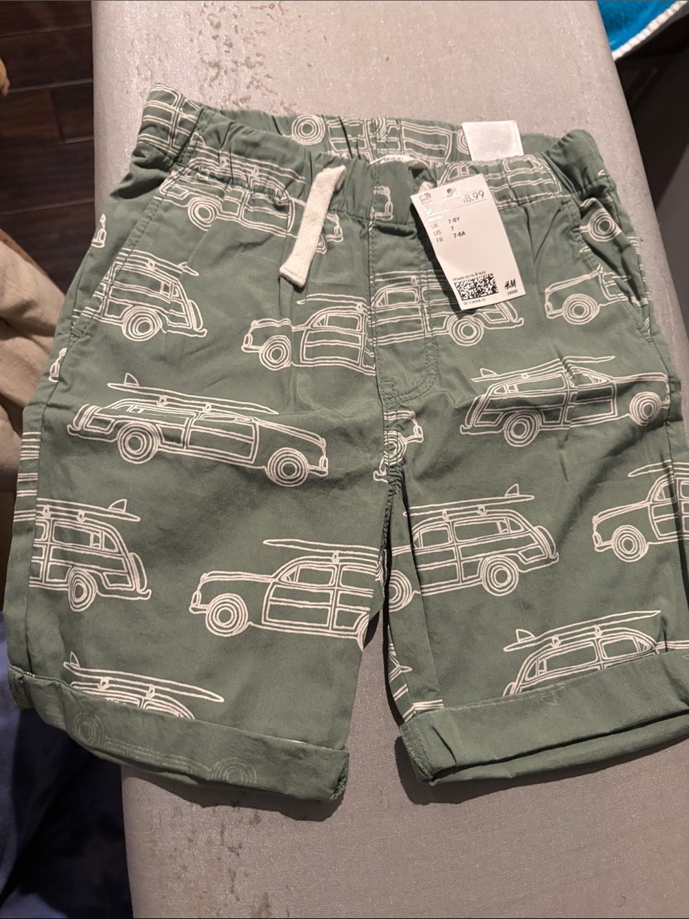 H&M Green Boys Surf Wagon Print Shorts